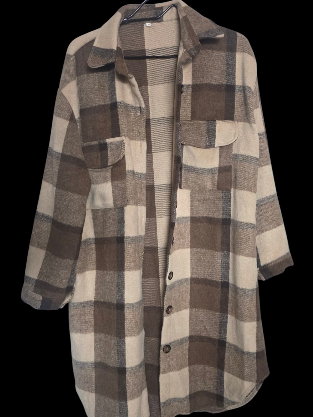Relaxed Plaid Shacket - Brown/Cream